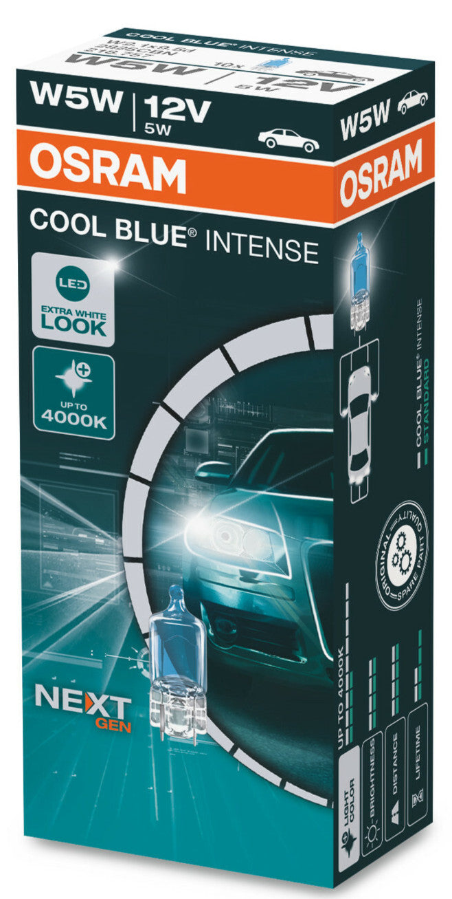 10 Stück OSRAM W5W 12V W2.1x9.5d 5W Cool Blue INTENSE NextGen Halogen