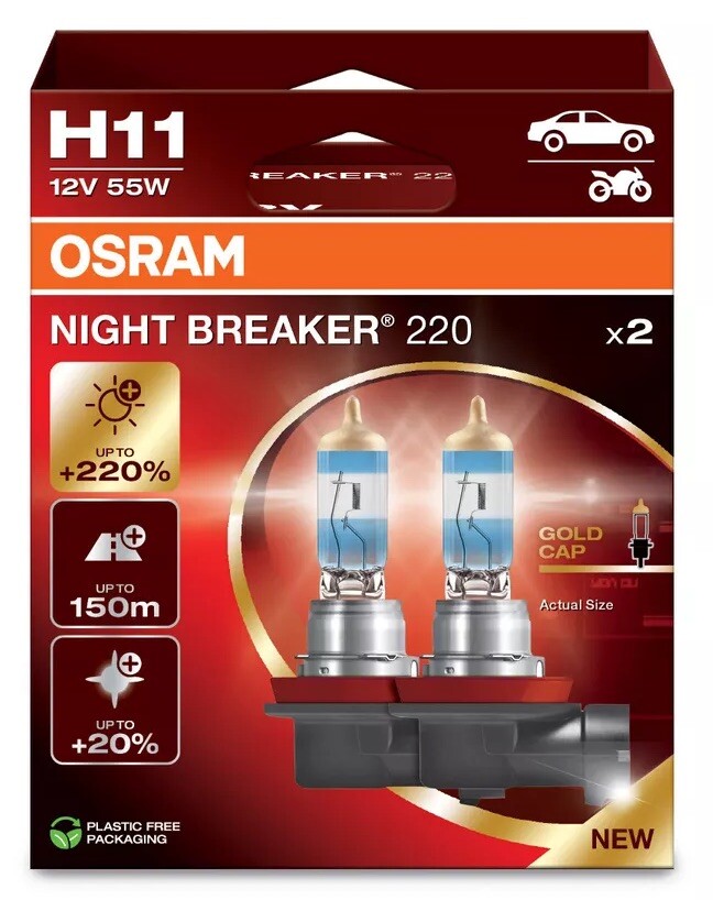 2x OSRAM H11 Night Breaker GENERATION 2 +220% Mehr HELLIGKEIT Halogen