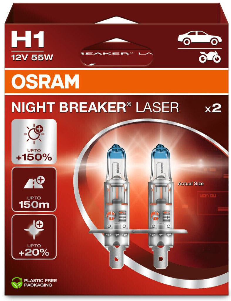 2 St. H1 OSRAM HALOGEN AUTO LAMPE NIGHT BREAKER LASER Generation 2 UP TO 150