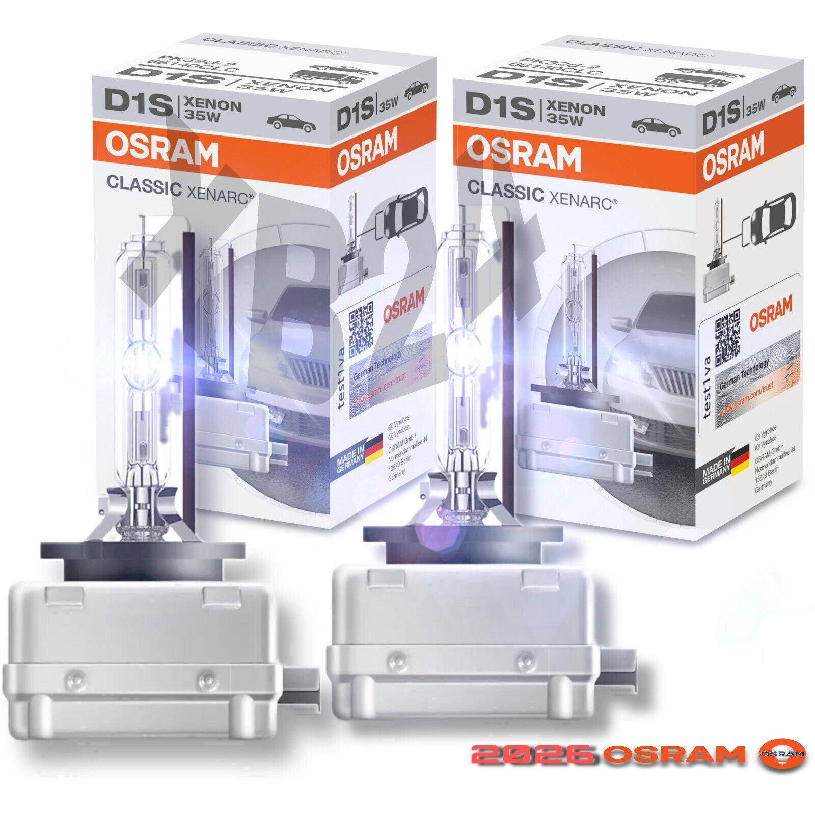 OSRAM D1S 2 STÜCK XENON LAMPE 66140 CLC XENARC ORIGINAL & NEU