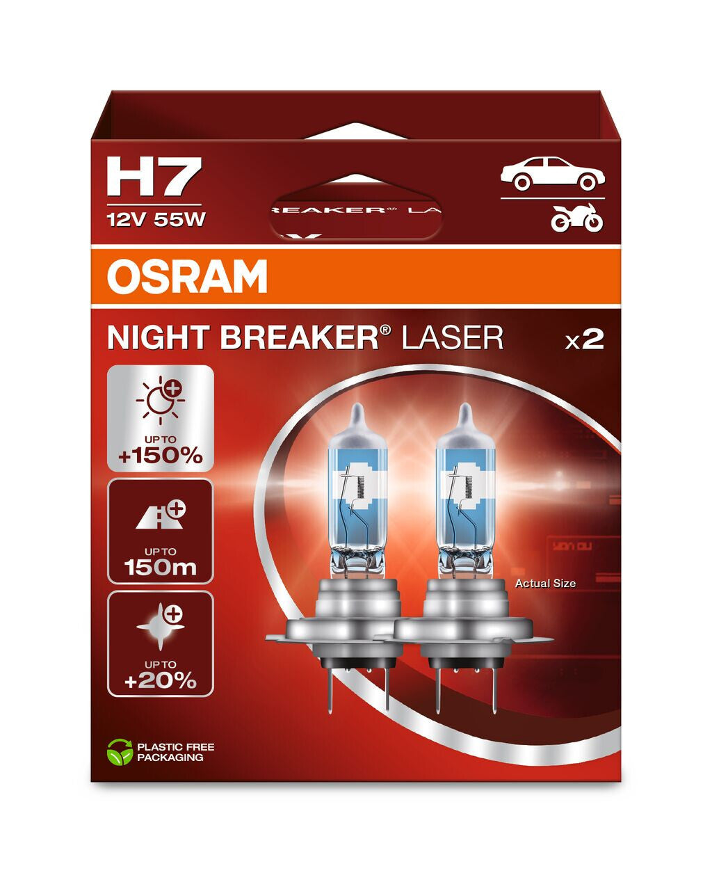 2 St. H7 OSRAM NIGHT BREAKER LASER GEN 2 +150% NEUE VERSION FERN Bzw. ABBLEND