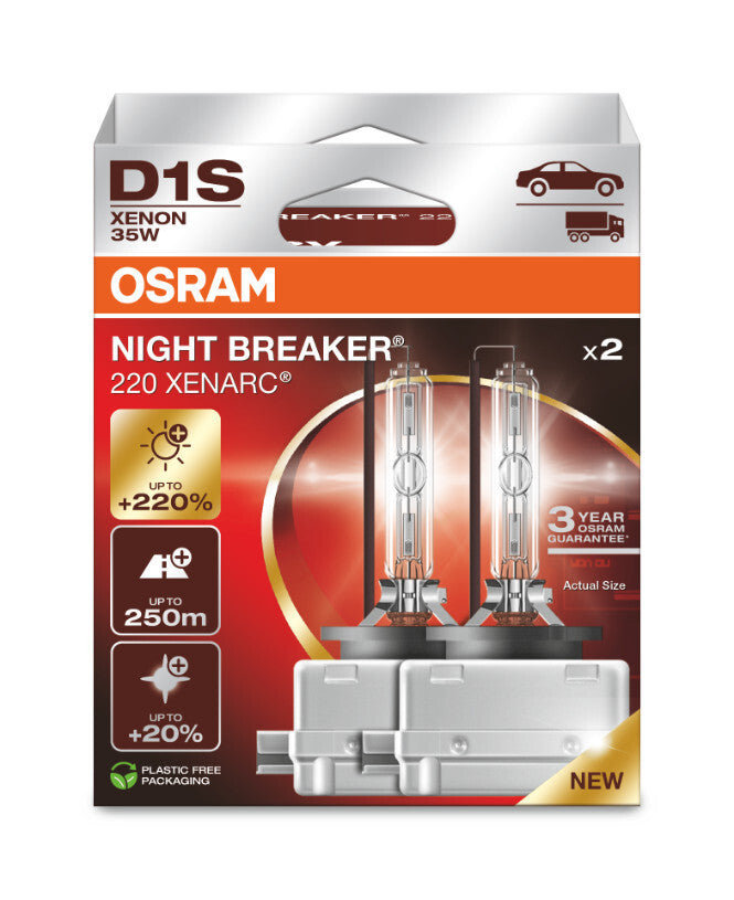 NEU 2x OSRAM D1S NIGHT BREAKER Next Gen +220% 3 YEAR 12V XENON VERSION 2025