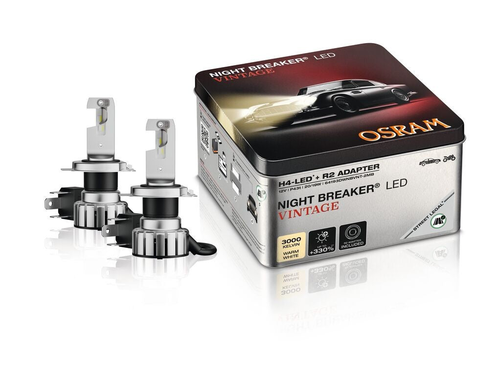 2x OSRAM H4 NIGHT BREAKER LED VINTAGE Gelbes Licht 3000K Straßenzulassung