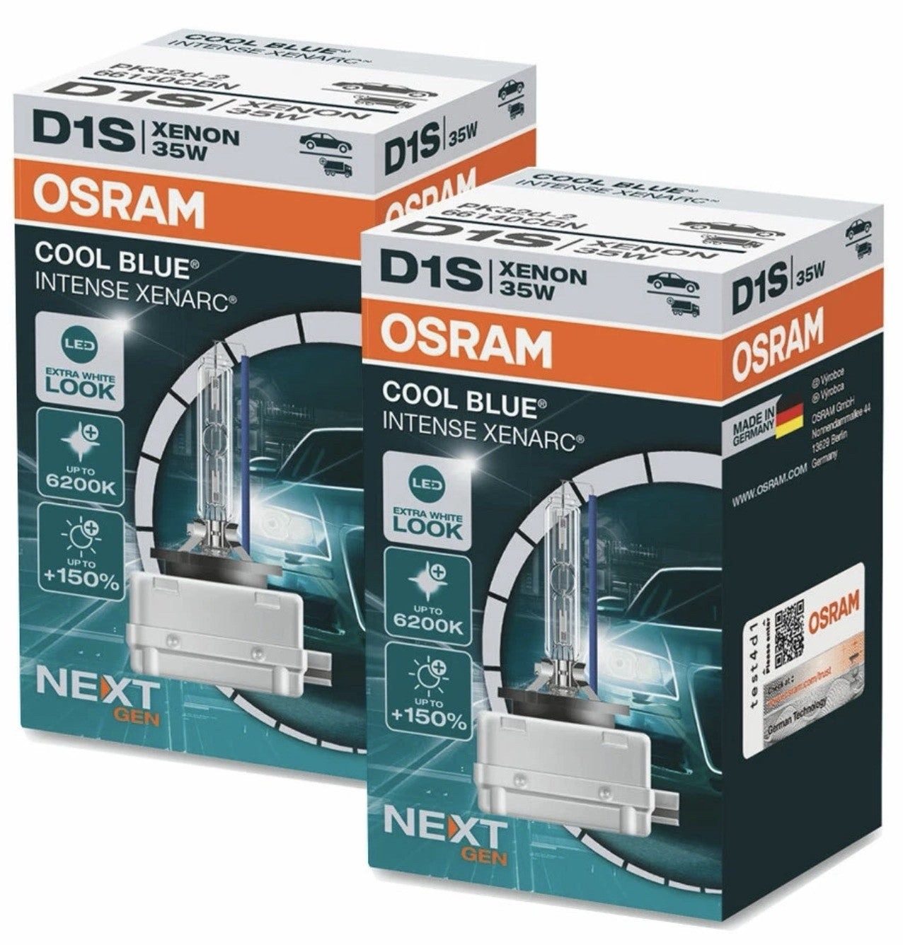 2x D1S OSRAM COOL BLUE INTENSE NextGen. 6200K XENON Version Lampe