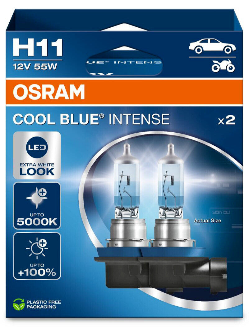 2St OSRAM H11 Cool Blue INTENSE NextGeneration 5000K +100% 12V 55W P14.5s