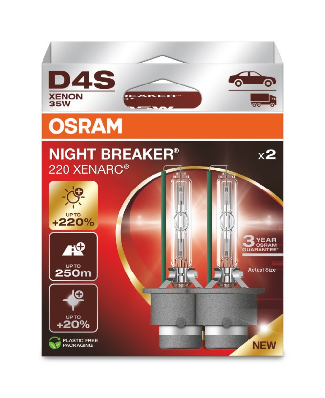 2 St. D4S OSRAM NIGHT BREAKER® LASER +220% 3 YEAR 12/24V XENARC Xenon