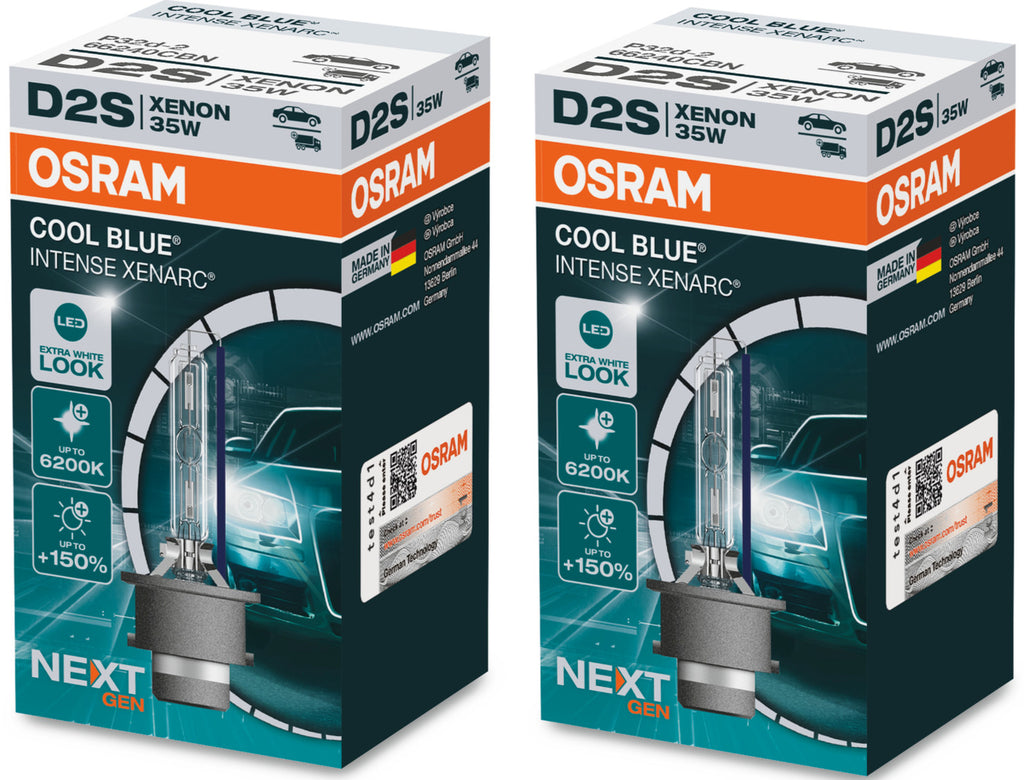 2x  D2S OSRAM COOL BLUE NeXT Gen Xenon 6200K 35W P32d-2 XENARC